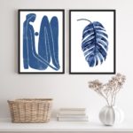 Conjunto 2 Quadros Arte Moderna Minimalista Azul