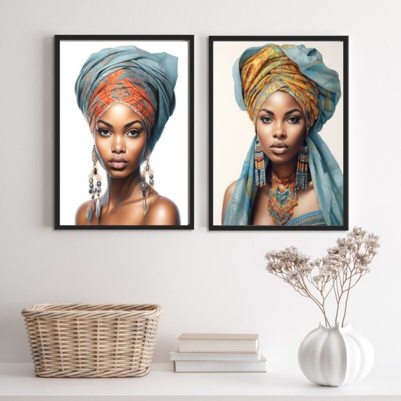 Conjunto 2 Quadros Decorativos Mulher Africana