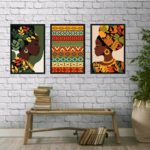 Kit 3 Quadros Decorativos Mulheres Africanas Estampas