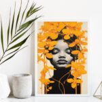 Quadro Decorativo Mulher Orquídeas Amarelas