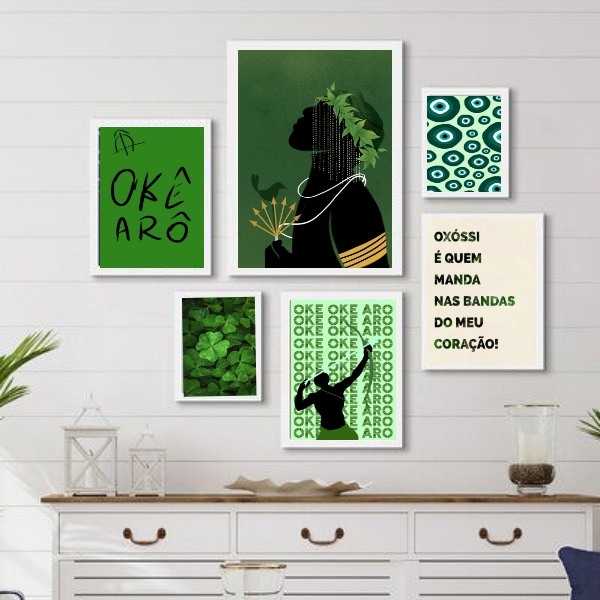 Composição Quadros Decorativos Oxóssi Verde