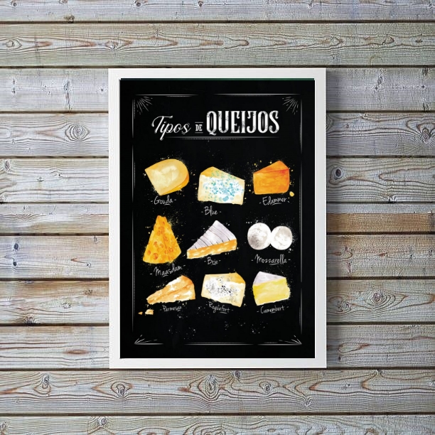 Quadro Decorativo Tipos De Queijo