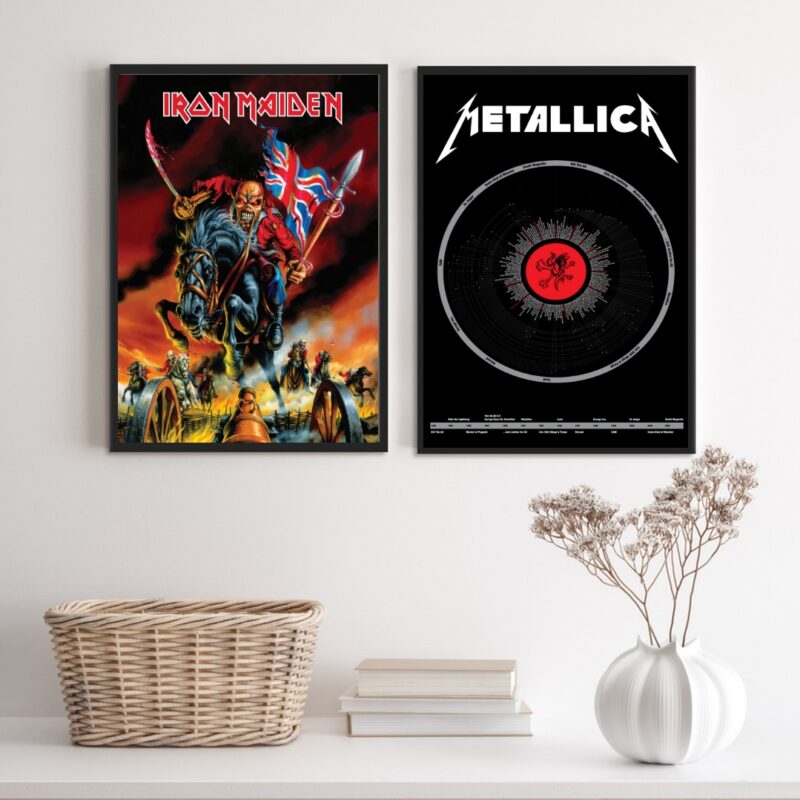 Kit 2 Quadros Decorativos Bandas De Rock Metal