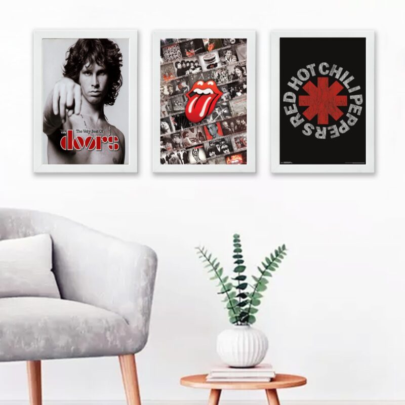 Kit 3 Quadros Decorativos Bandas De Rock Posters