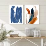 Conjunto 2 Quadros Arte Moderna Azul Terracota