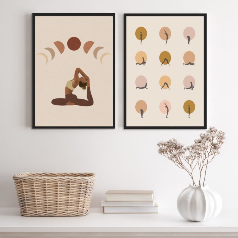 Kit 2 Quadros Decorativos Yoga- Posições