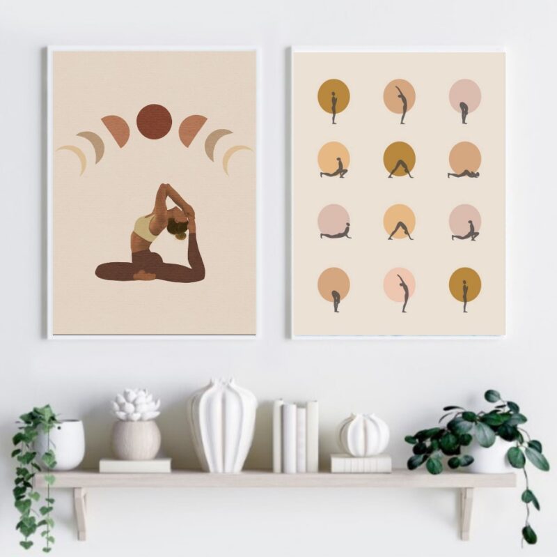 Kit 2 Quadros Decorativos Yoga- Posições