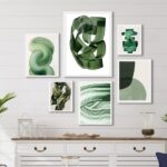 Composição 6 Quadros Decorativos Abstratos Verdes