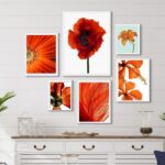 Composição 6 Quadros Decorativos Alaranjados- Flores