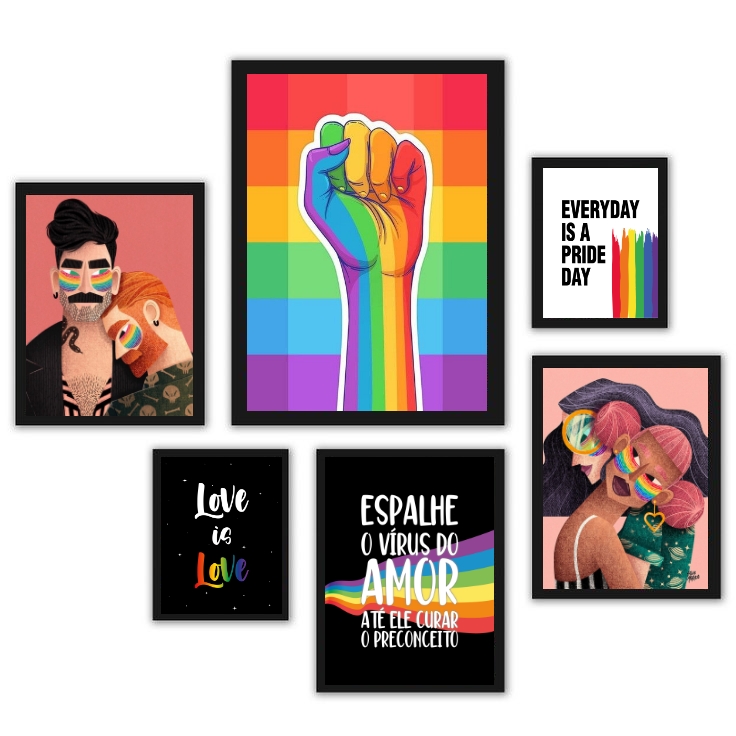 Composição 6 Quadros Decorativos LGBT