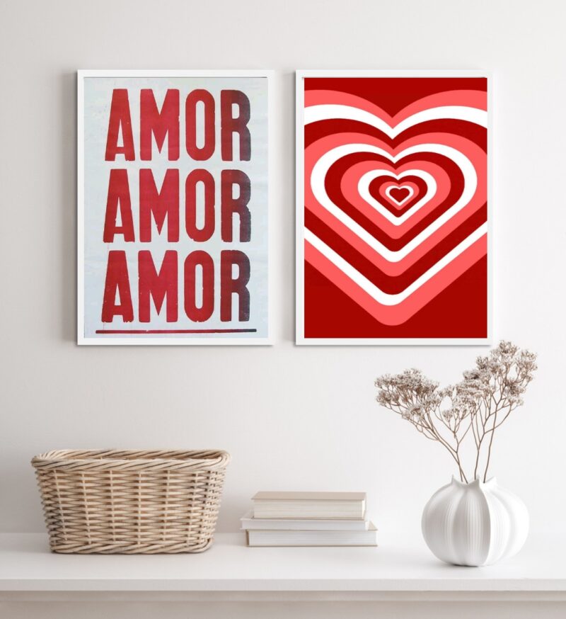 Kit 2 Quadros Decorativos Amor Amor Amor