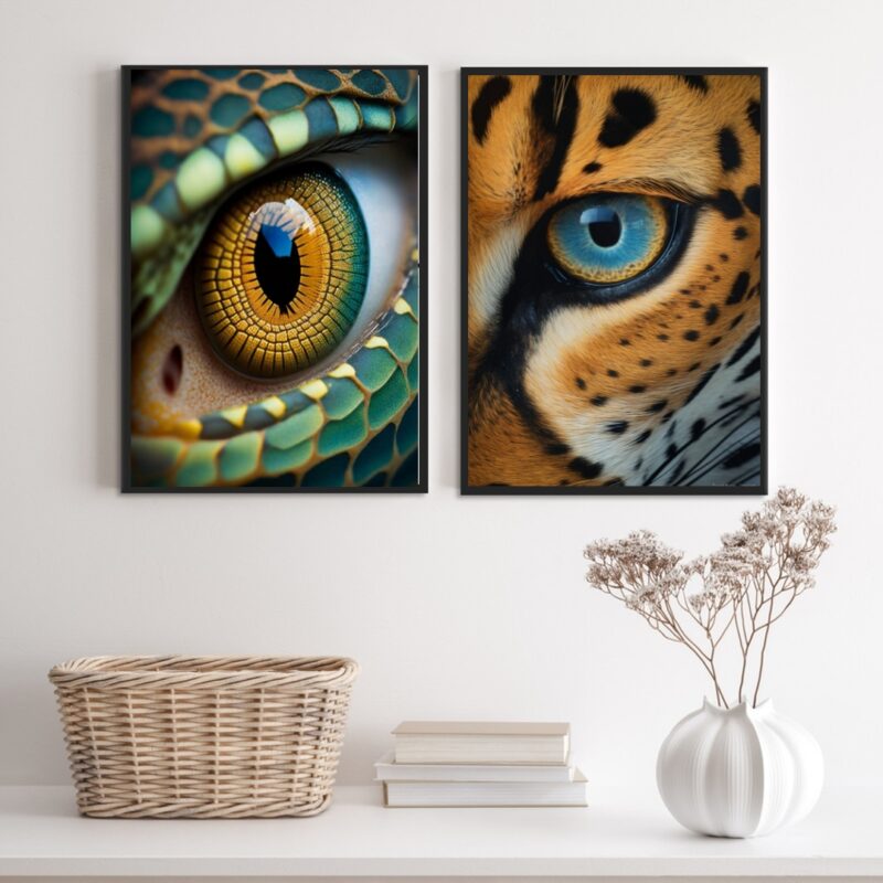 Kit 2 Quadros Decorativos Fotografias Olhos De Animais