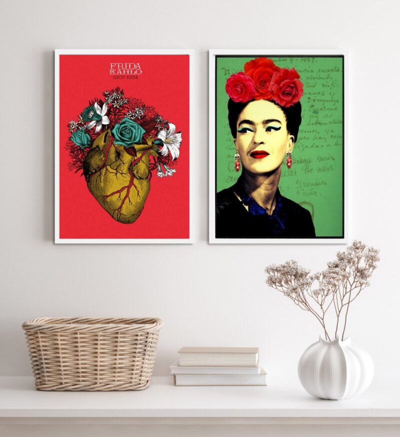 Kit 2 Quadros Decorativos Frida- Coração