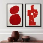 Kit 2 Quadros Decorativos Minimalistas Abstratos Vermelhos