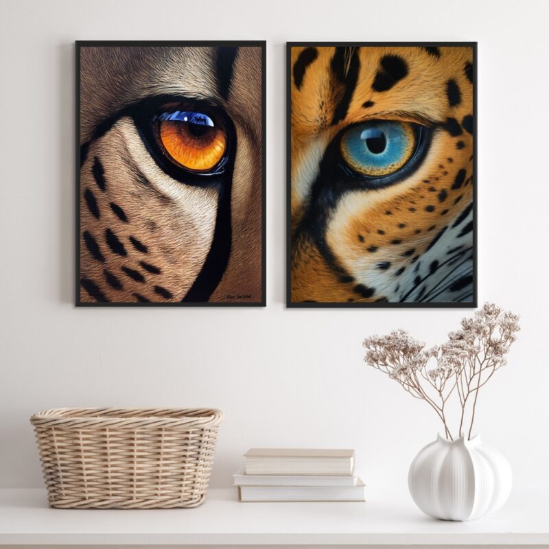 Kit 2 Quadros Decorativos Olhos De Felinos