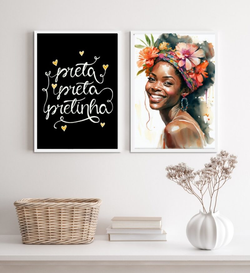 Kit 2 Quadros Decorativos Preta Preta Pretinha