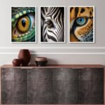 Kit 3 Quadros Decorativos Fotografias Olhos De Animais