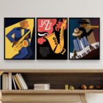 Kit 3 Quadros Decorativos Posters Cartazes Jazz