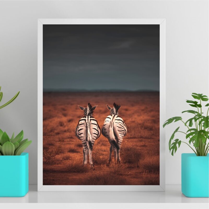 Quadro Decorativo Fotografia Casal Zebras