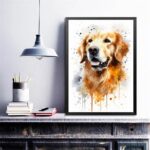 Quadro Decorativo Golden Retriever Aquarela