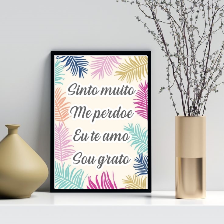 Quadro Decorativo Ho' Oponopono Mágico- Folhas