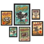 Composição 6 Quadros Decorativos Sala De Cinema