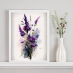 Quadro Decorativo Ramo De Lavanda Aquarela