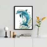 Quadro Decorativo Golfinho Aquarela