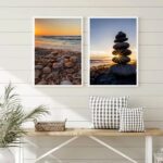 Kit 2 Quadros Decorativos Praia Pedras E Conchas