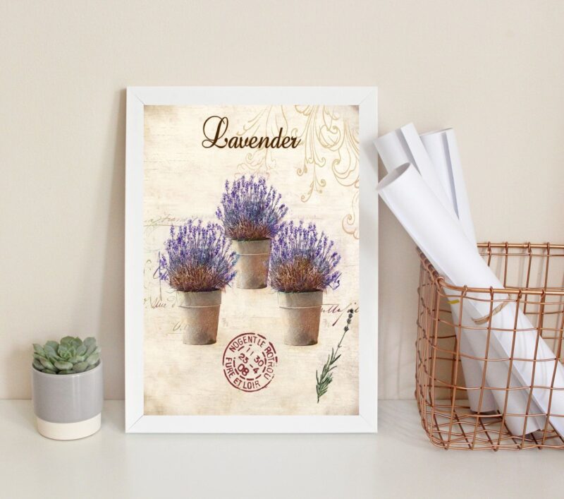 Quadro Decorativo Vasinhos De Lavanda