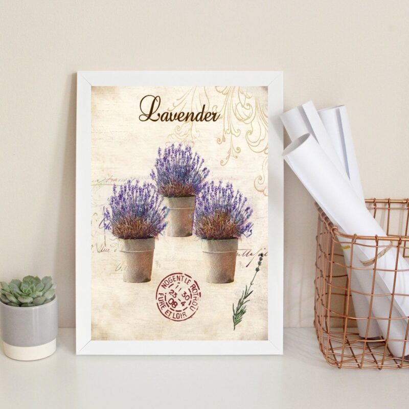 Quadro Decorativo Vasinhos De Lavanda