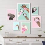 Composição 6 Quadros Decorativos Animais Chicletes