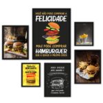 Composição 6 Quadros Hamburguer- Fotos E Frases