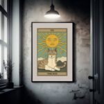 Quadro Carta Tarot Gato The Sun- 60x48 Cm