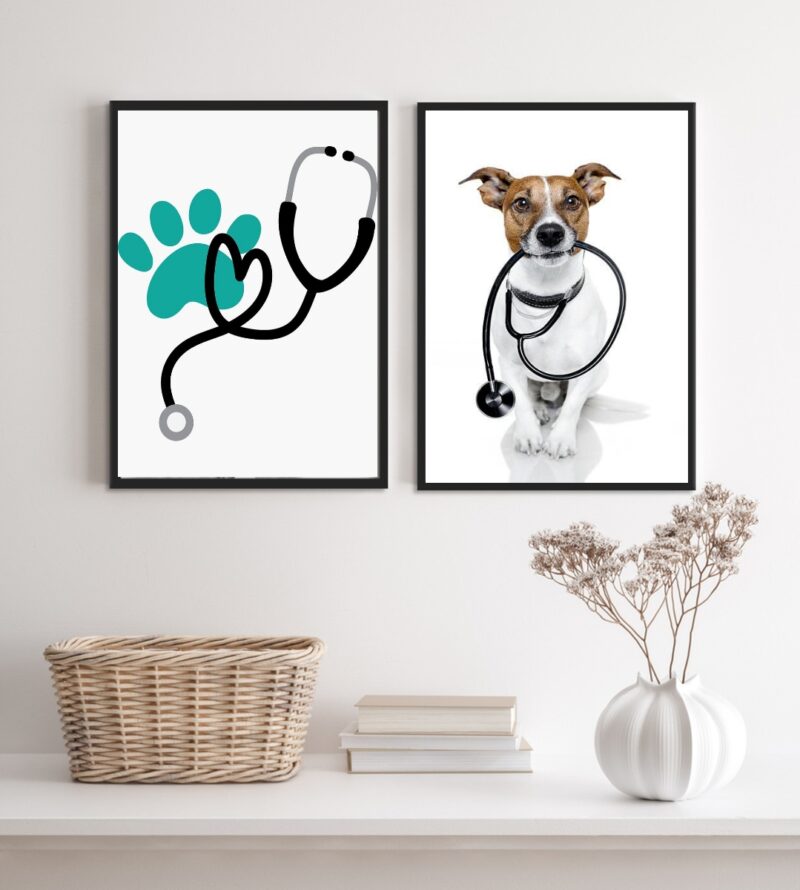 Kit 2 Quadros Decorativos Clinica Veterinária