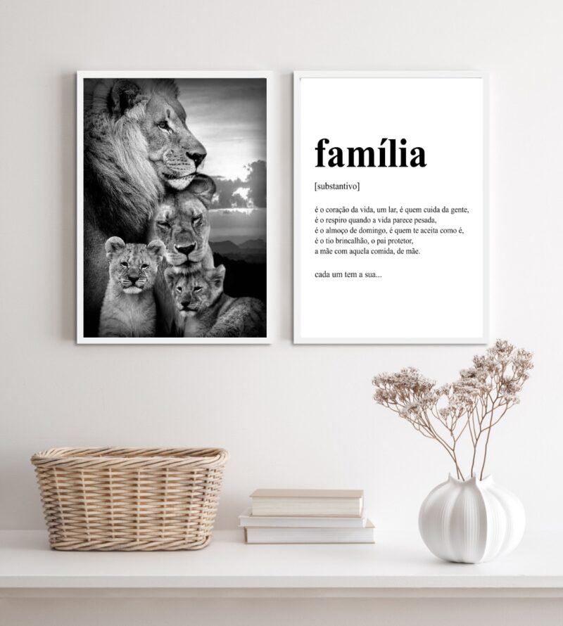 Kit 2 Quadros Para Sala Leões- Família