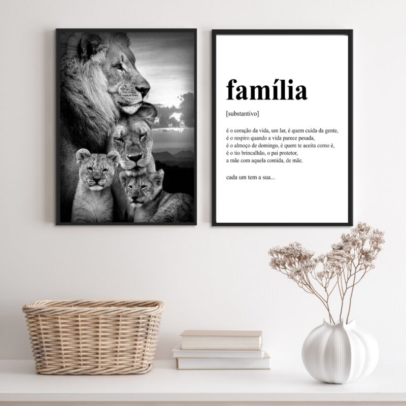 Kit 2 Quadros Para Sala Leões- Família