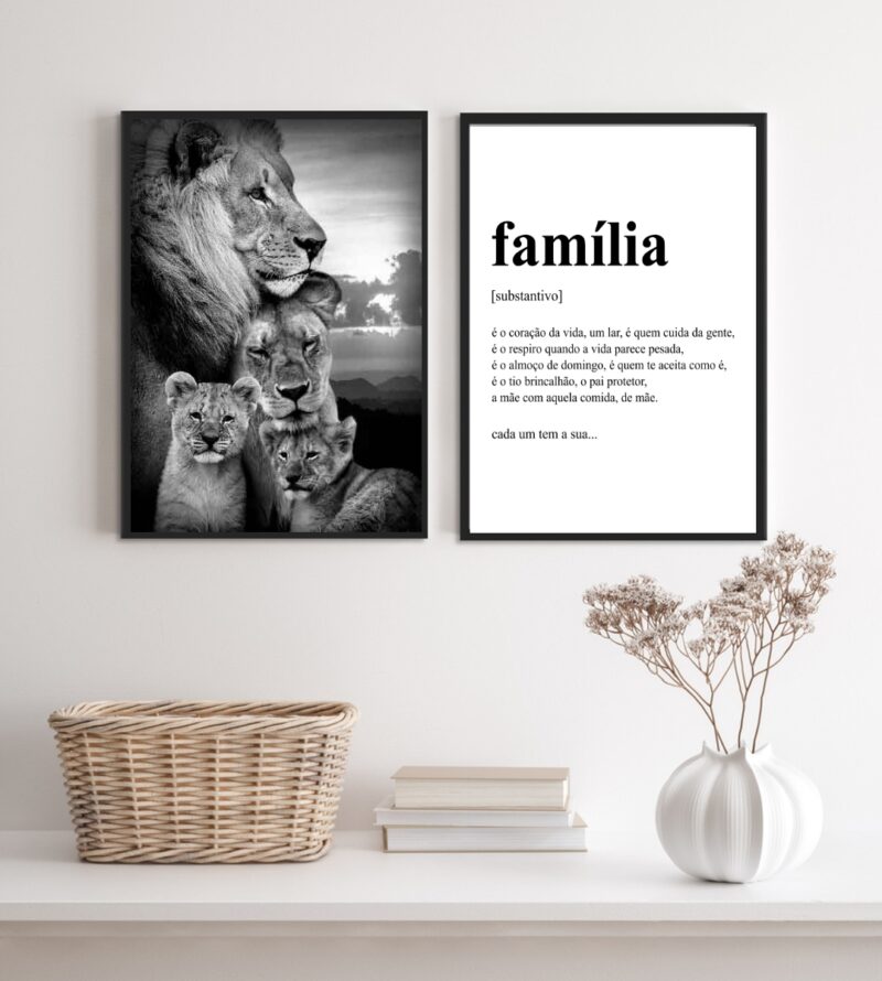 Kit 2 Quadros Para Sala Leões- Família