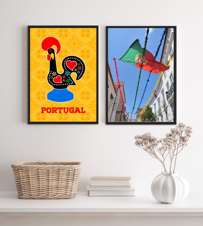 Kit 2 Quadros Portugal- Galo Barcelos E Bandeira