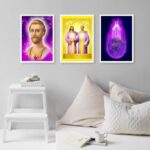 Kit 3 Quadros Decorativos Saint Germain Com Jesus Cristo