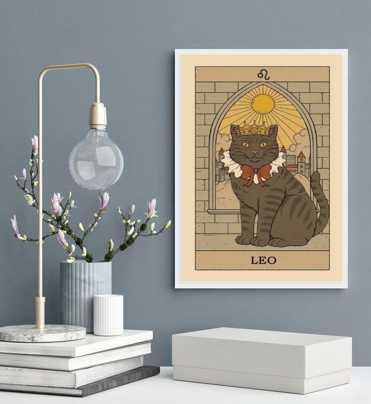 Quadro Carta Tarot Gato Signo Leão