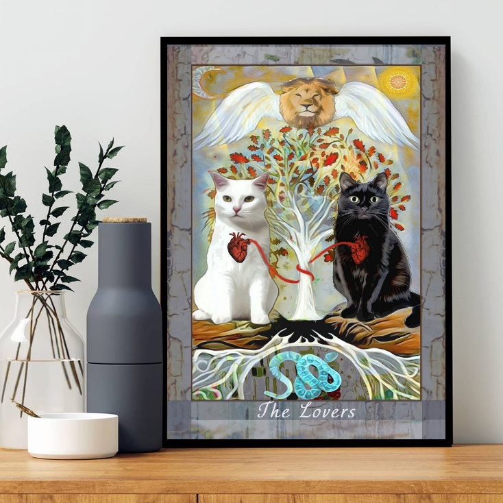 Quadro Carta Tarot Gato The Lovers