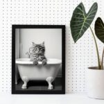 Quadro Decorativo Banheiro- Gato Banheira