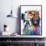 Quadro Decorativo Beagle Aquarela