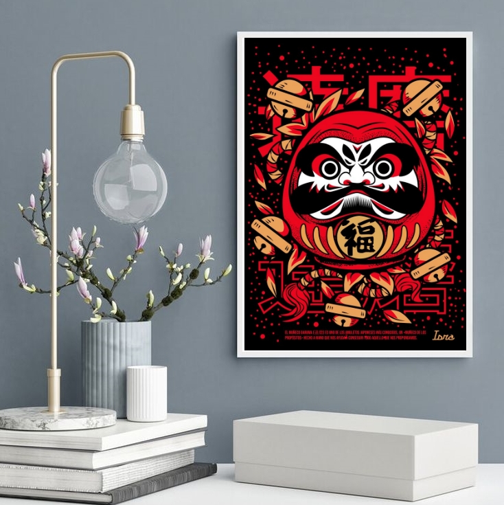 Quadro Decorativo Boneco Japonês Daruma