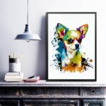 Quadro Decorativo Chihuahua Aquarela