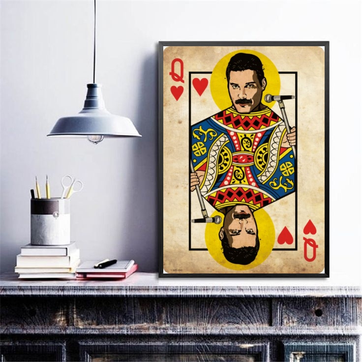 Quadro Decorativo Freddie Mercury- Carta Baralho