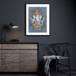 Quadro Decorativo Ganesha Fundo Cinza- 60x48 Cm