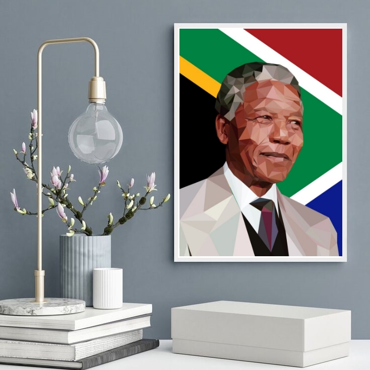 Quadro Decorativo Nelson Mandela Geométrico