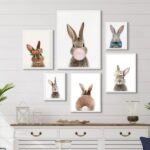 Composição 6 Quadros Decorativos Coelhinhos